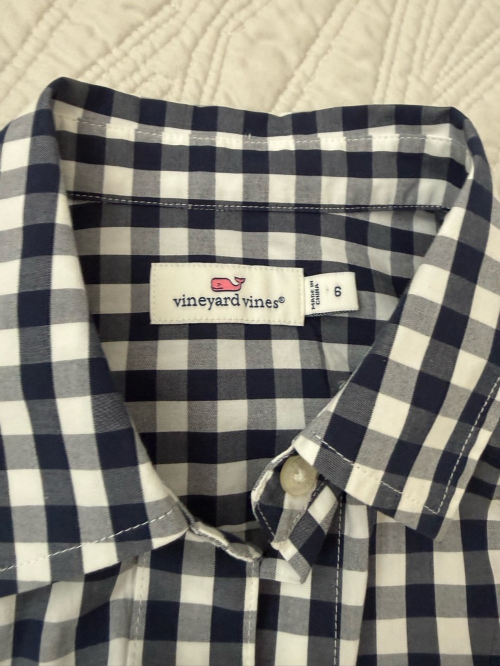 Vineyard Vines Navy & White Gingham Button-Down Shirt - Men - Picture 3 of 4